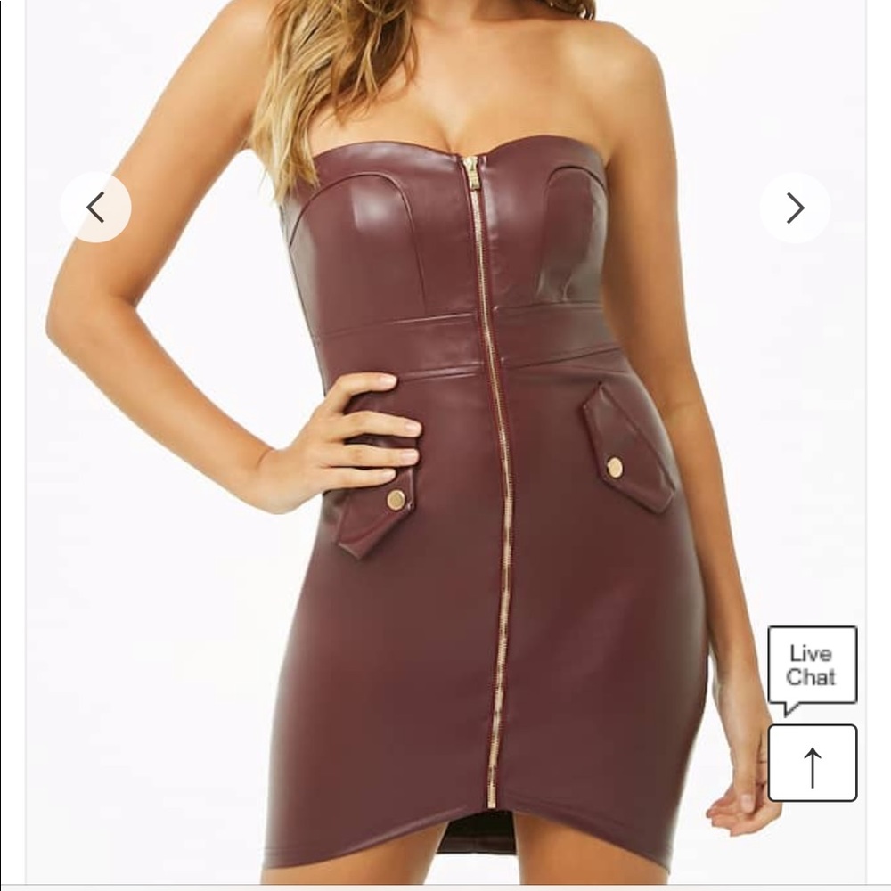 Faux Leather Zip-Front Tube Dress *OBO*